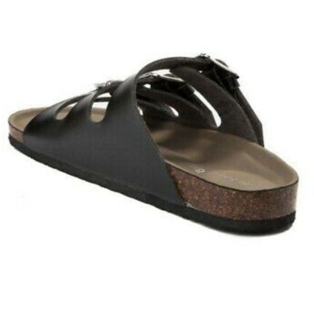 Madden Girl Ella Black Faux Leather Slip On Buckle Sandals Size 5 - Picture 2 of 5